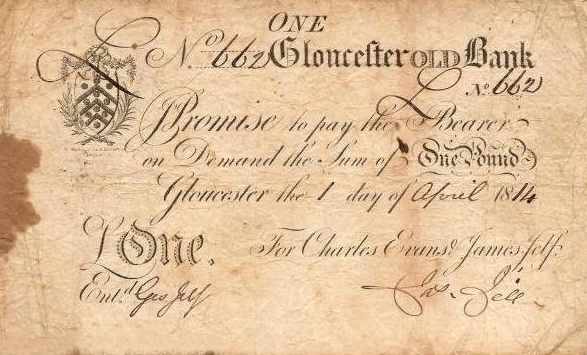 A £1 English banknote issued in 1814